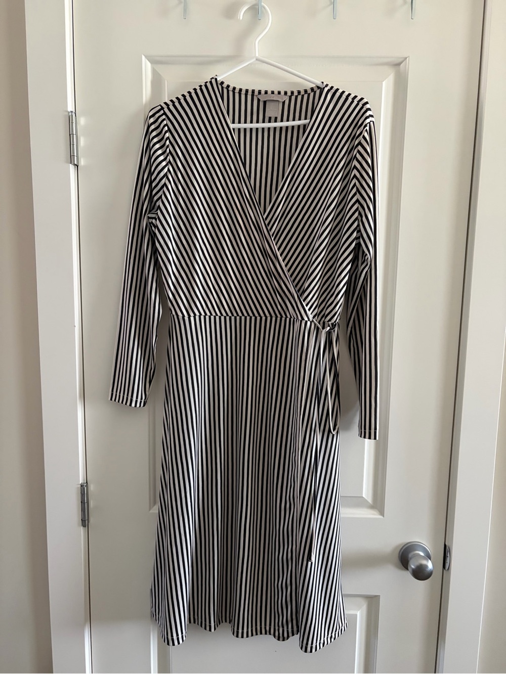 H&M Striped Wrap Midi Dress